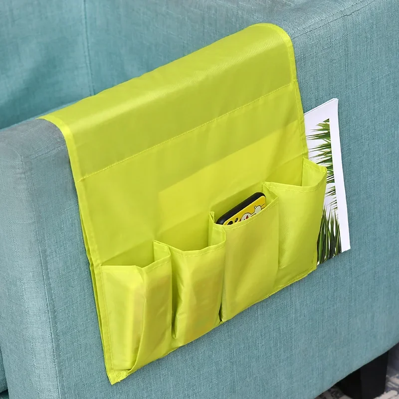 Foldable Storage Bag Home Sofa Arm Rest TV Remote Control Holder Cloth Space-saving Chair Couch Organizer 4 Pockets