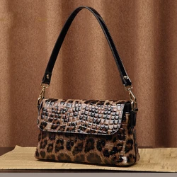 high quality real cowhdie leather bag fashion shoulder bag Genuine leather women'handbags Fashion luxury brand Leopard handbags