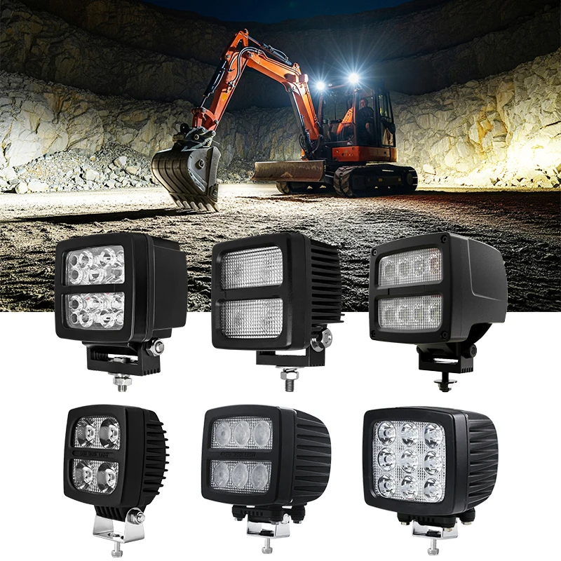 Nordic Style 60w 90w 55w Square Concentrator Floodlight Industrial Vehicle Waterproof Heavy Duty Excavator Truck Tractor