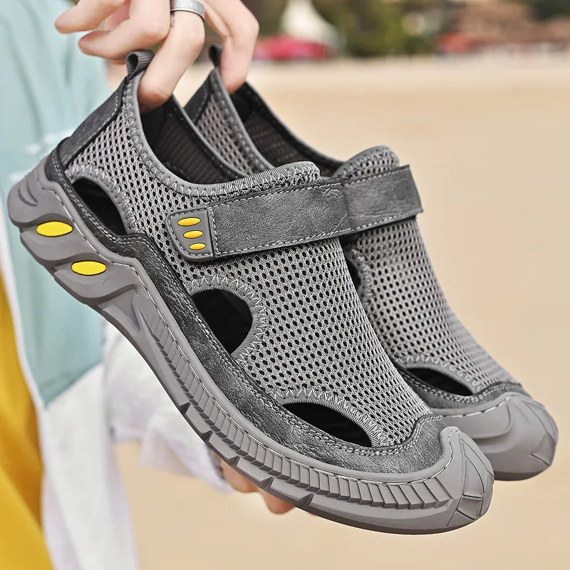 Men's Sandals New 2024 Summer Men's Shoes Mesh Casual Beach sandals Shoes Hollow Out Lightweight Soft Bottom Anti Odor