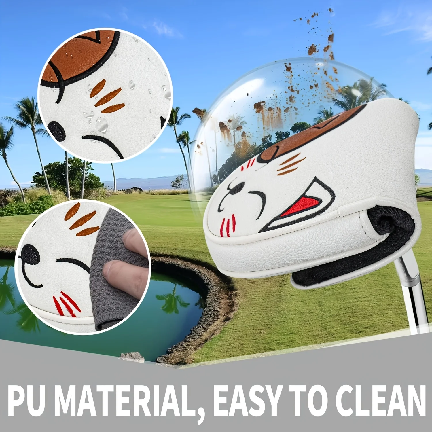1PC Cat‑Pattern Semi‑Circular Golf Putter Headcover, Durable Protective Club Head Cover, Fits Most Golf Putter Brands image 4