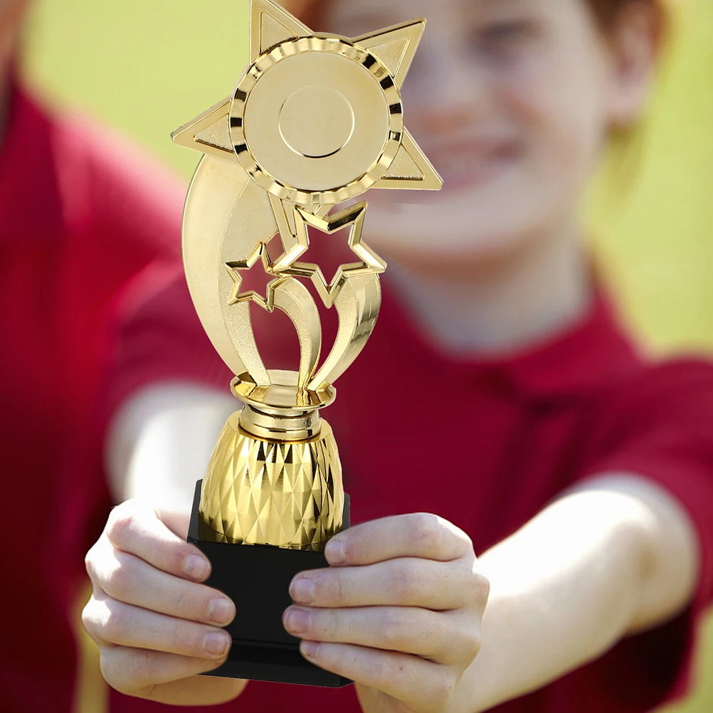 

2 Pcs Winner Trophy Celebration Competition Golden Plastic Ceremony Award Child