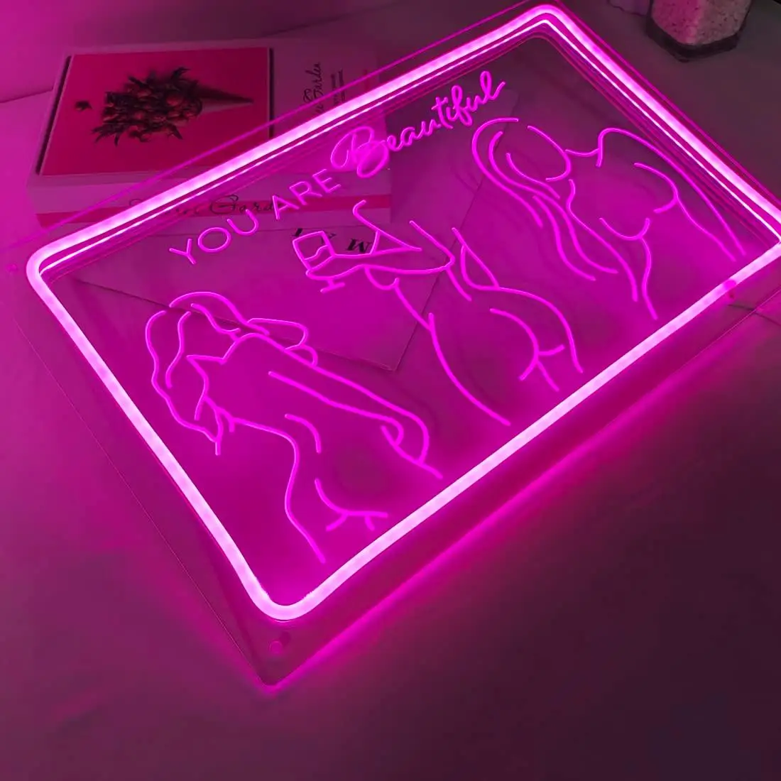 You Are Beautiful Neon Sign USB Dimmable LED Light for Girl Bedroom Man Cave Bar Pub Store Wall Art Decor Women Birthday Gifts