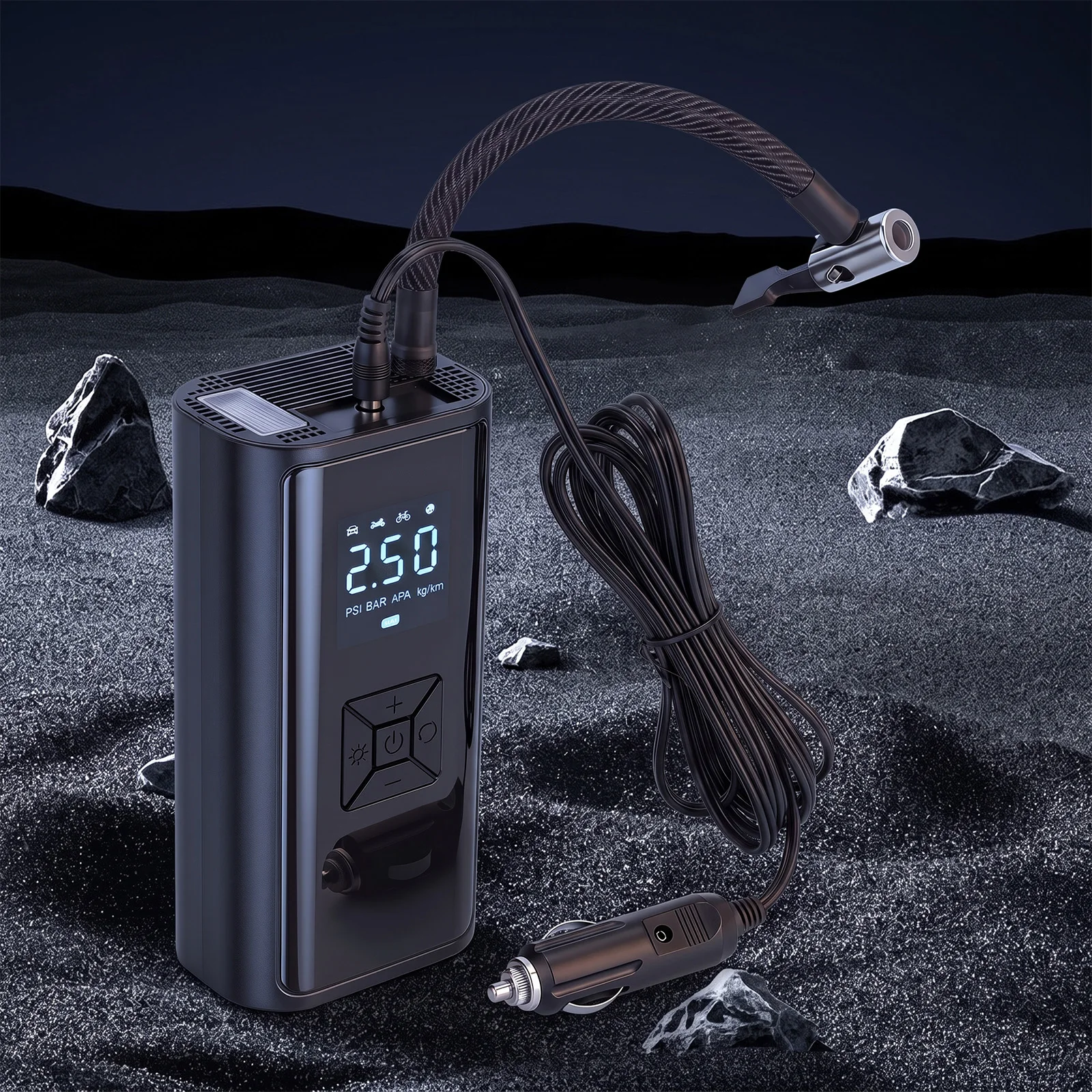150PSI Portable Car Inflator Pump with LED Light Bicycle Air Compressor LCD Display Car Air Pump for Car Tires