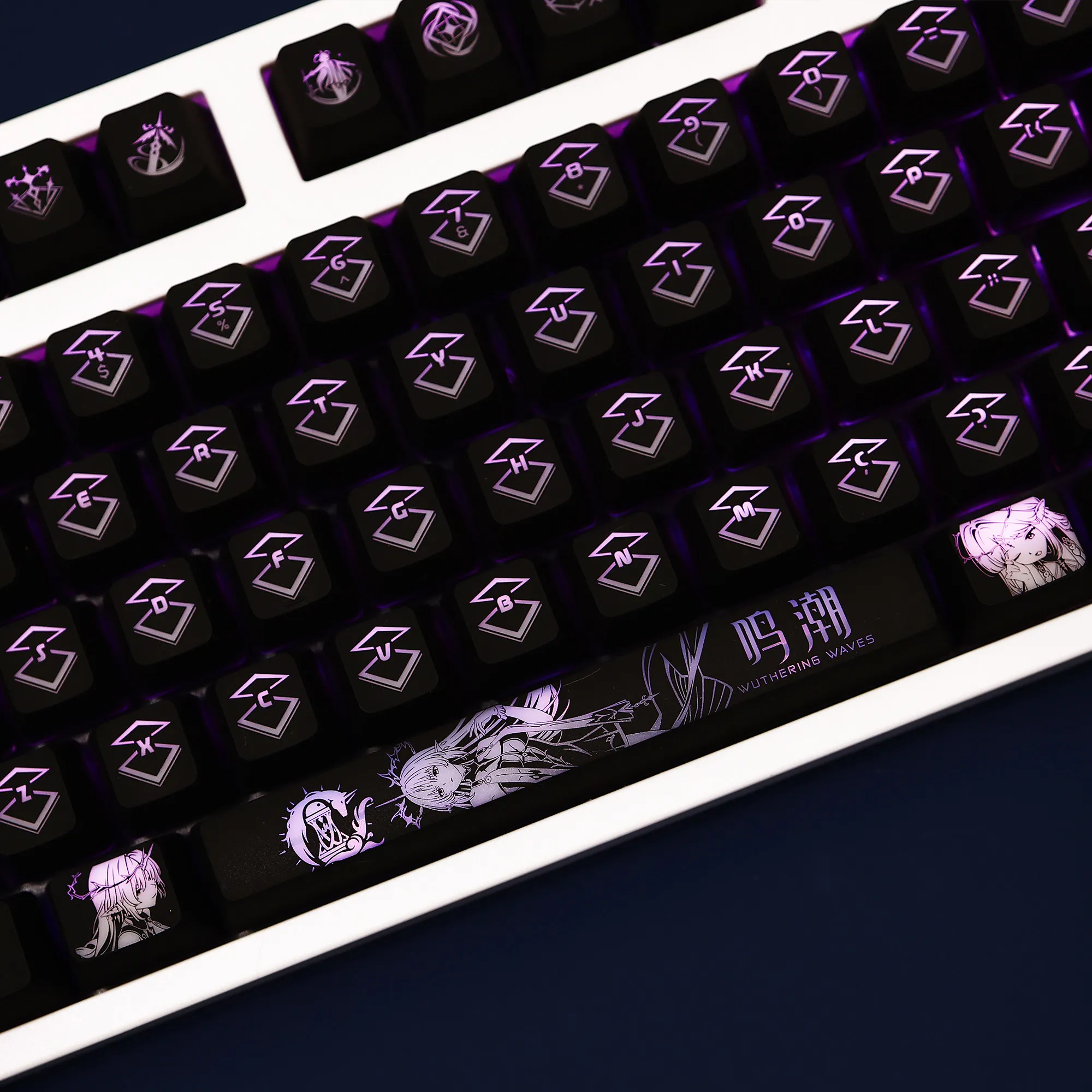 104 Keys/Set Cartethyia Wuthering Waves Backlit Keycaps PC Coating for Logitech G512 Razer BlackWidow Huntsman Corsair K70 K95 view 2