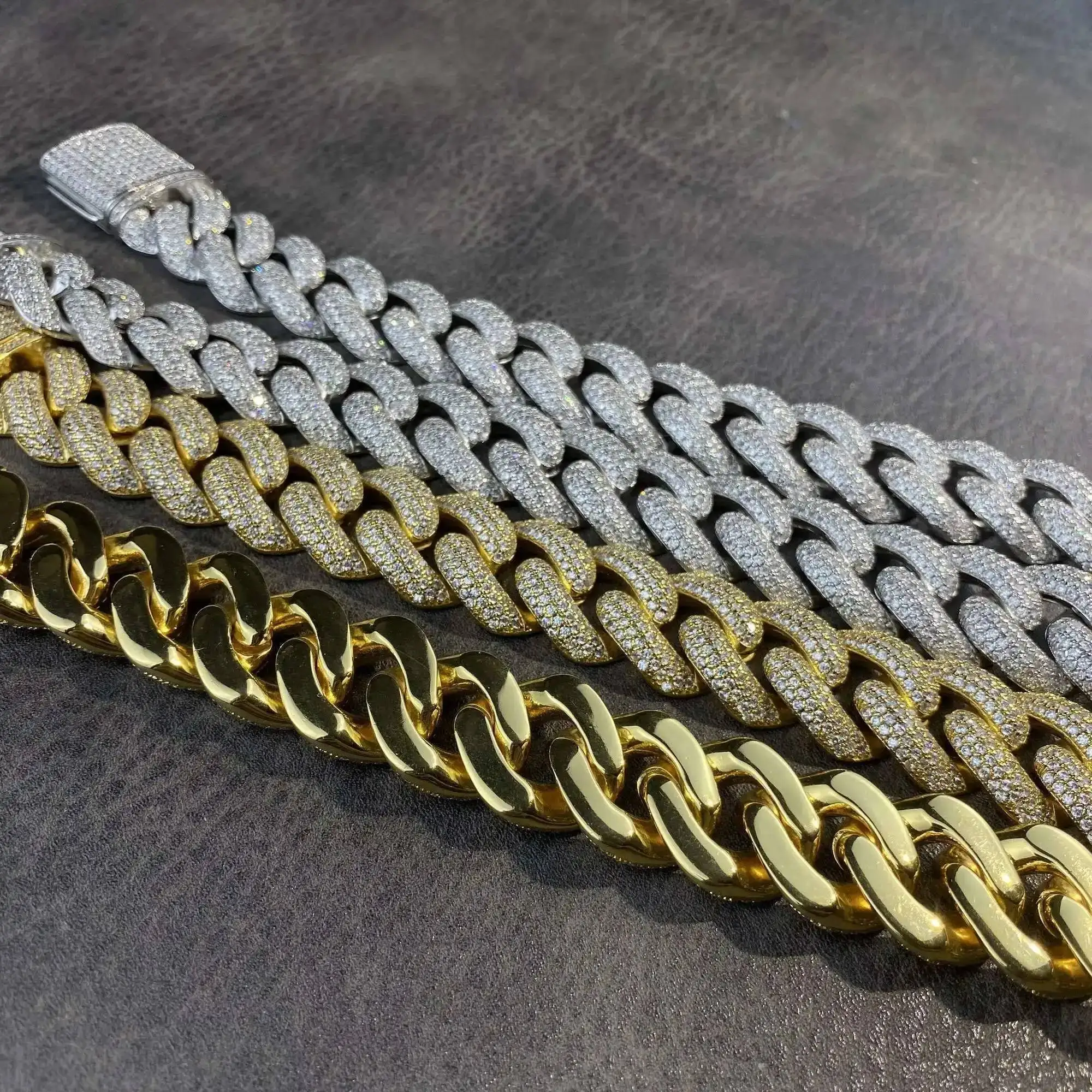 

Wholesale Luxury Fashion Jewelry Iced Out Hip Hop Heavy 4 Rows Miami Cuban Link Chain Necklaces