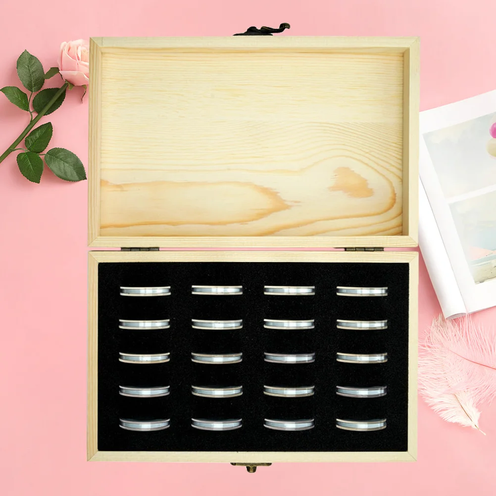 Delicate Wooden 20 Commemorative Coin Protective Box Prcatical Coin Collection Case for 18/21/25/27/30mm Coin