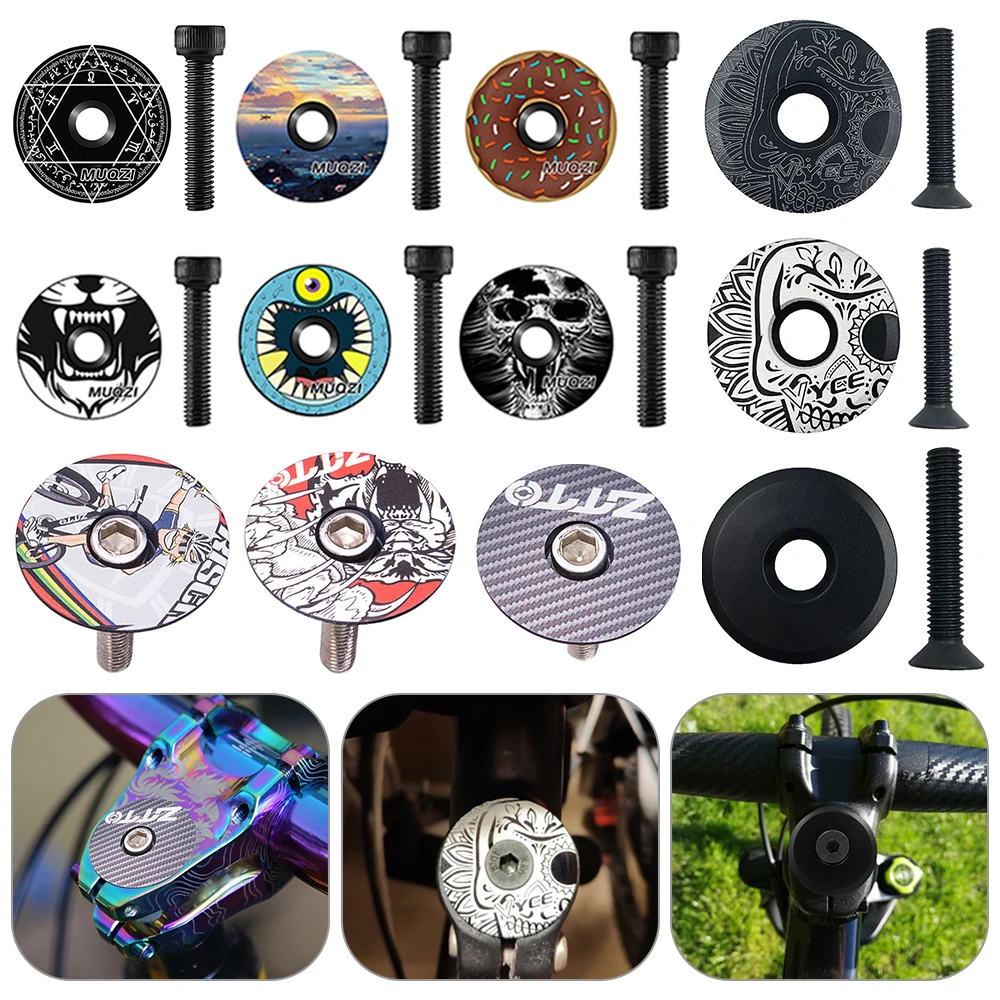 Aluminum Alloy Mountain MTB Road Bike Bowl Cover Bicycle Stem Top Cap with Screw for 28.6mm Fork Tube Headset Cap