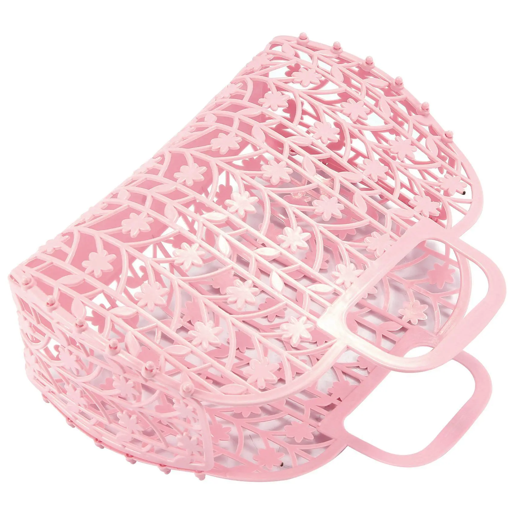 AB45 2X Bathroom Hollow Washing Storage Basket Removable Shower Basket Plastic Bath Basket Shopping Basket Storage Pink