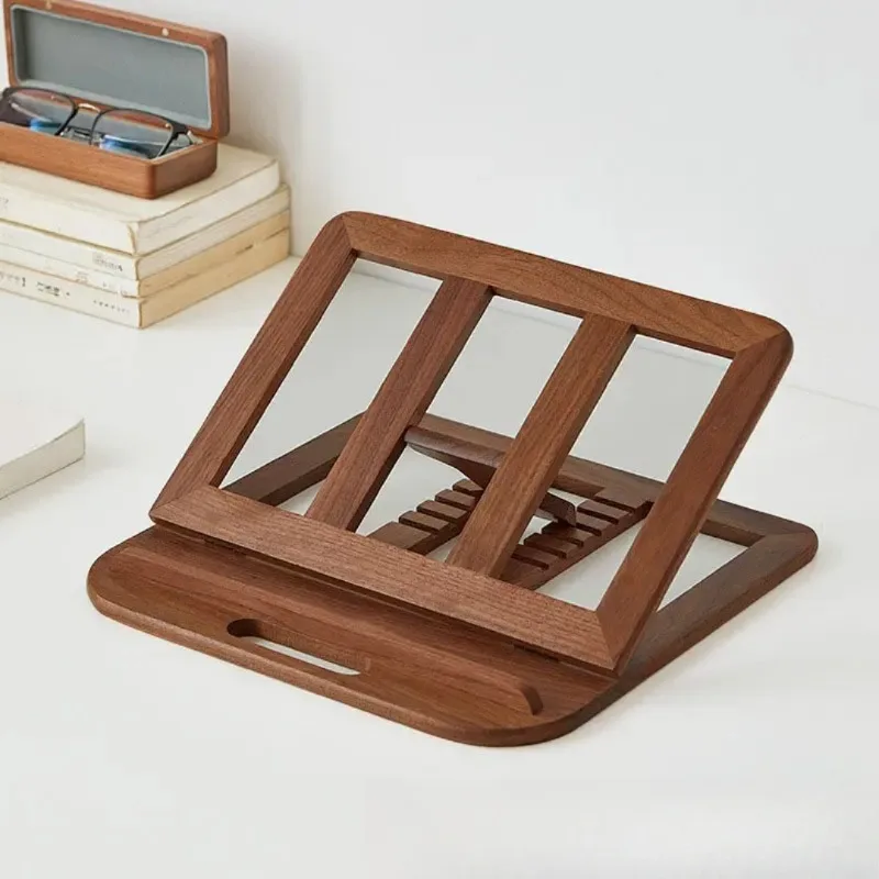 

1pcs Wooden Adjustable Laptop Stand Multi-Purpose Home Office Desktop Reading Shelf Ergonomic Laptop Riser for Desk Organization
