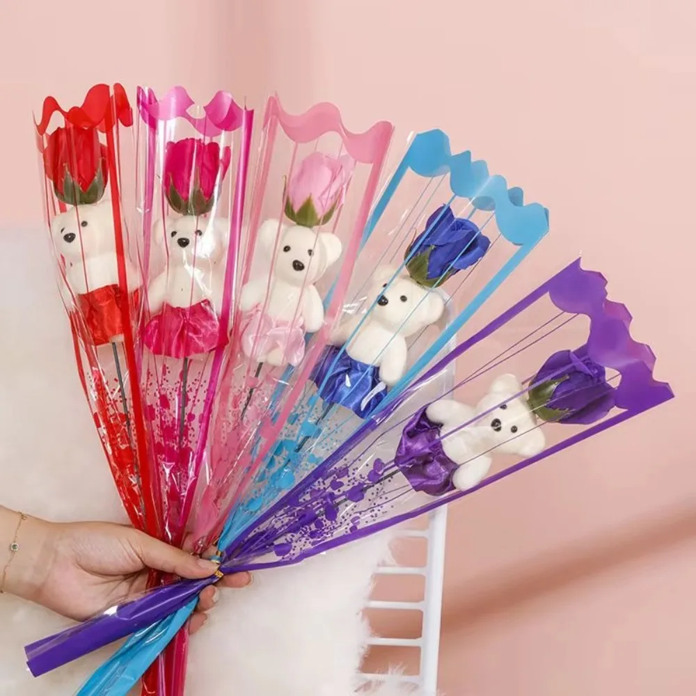 Gifts Soap Flower Lovely Bear Graduation Bouquet Plush Toy Graduation Gift Bear Bouquet Decoration DIY Cartoon Decoration Bear