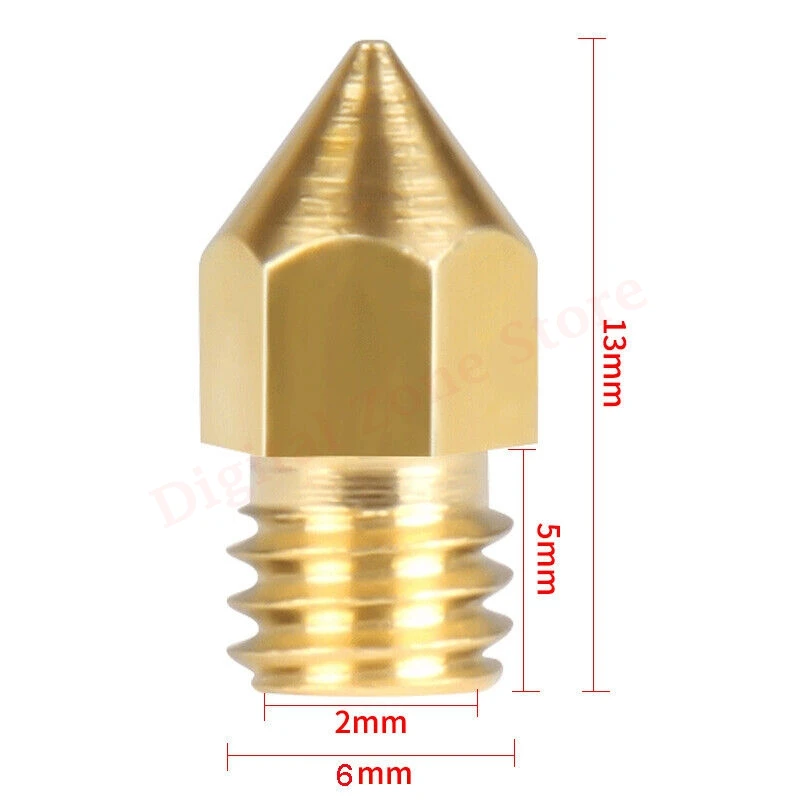 10PCS 0.4mm MK8 Extruder 3D Printer Brass Nozzle M6 Thread for Creality CR-10 Ender 3/5, Tevo Tornado - Image 2