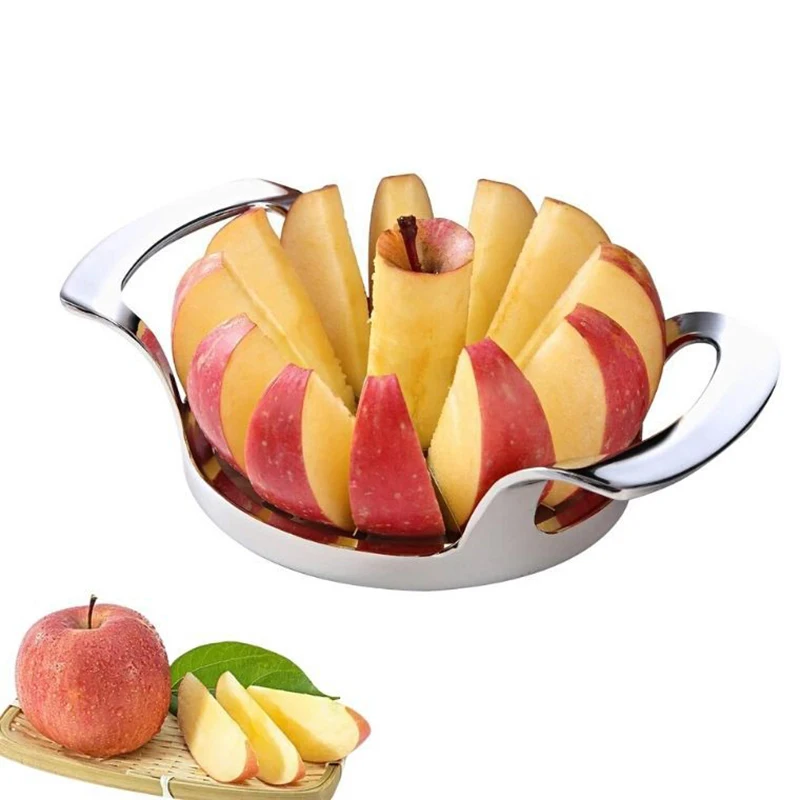 Affettatrice e corer per mele, taglierina per frutta affilata in acciaio inossidabile a 12 lame, manico smerigliato, comodo da usare, strumento per rimuovere il nucleo di mela