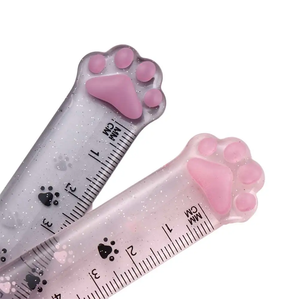 Portable Novelty Painting Office School Supplies Plastic 15cm Straight Ruler Scale Ruler Cats Claw Ruler Measuring Ruler