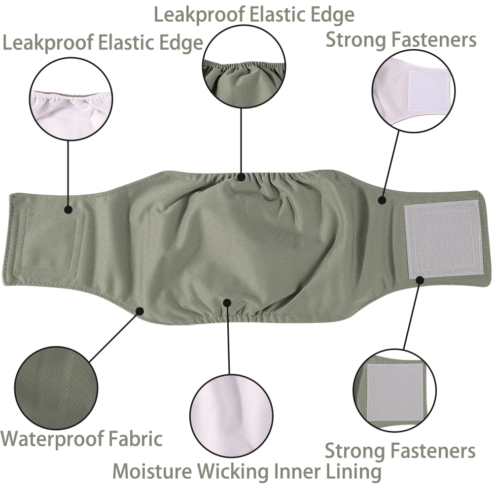 BIAI Anti-Side Leak Dog Male Diaper Reusable Physiological Pants Sanitary Underwear Belly Band Nappies Cloth Cotton Diaper Wraps