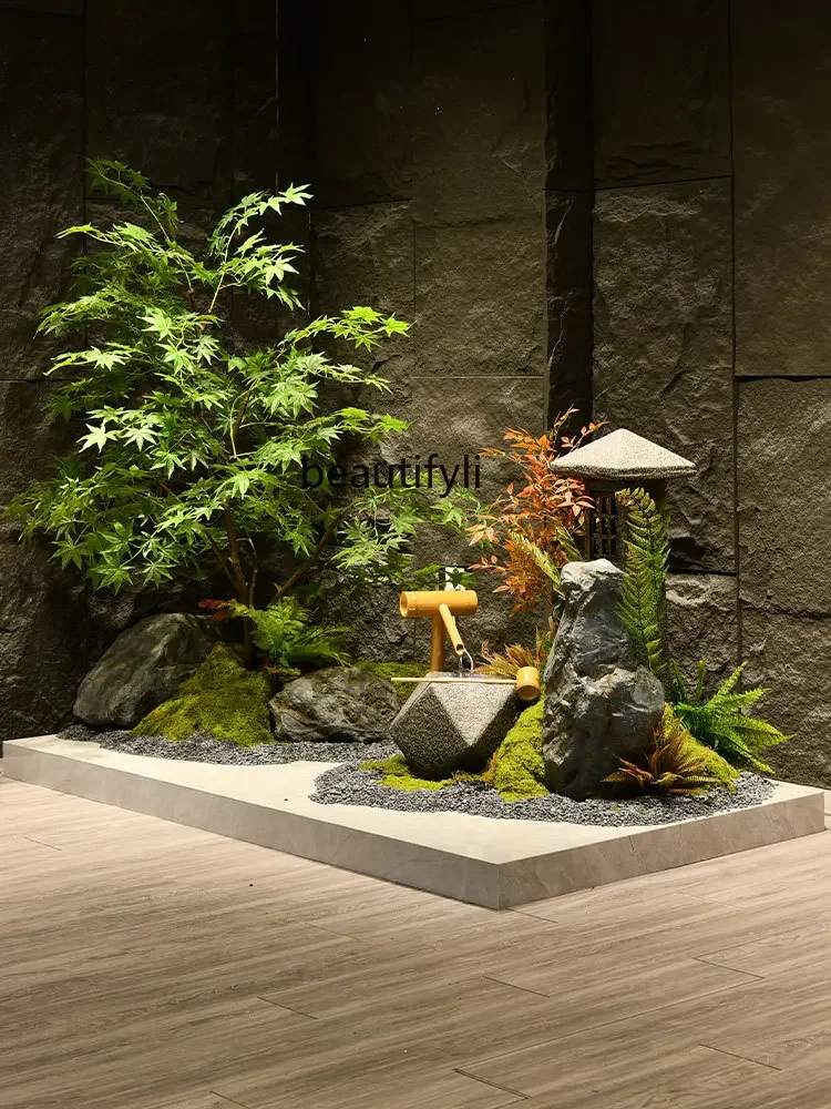 Pastoral story simulation green plants fake maple decorative landscape new Chinese flowing water ornament landscaping