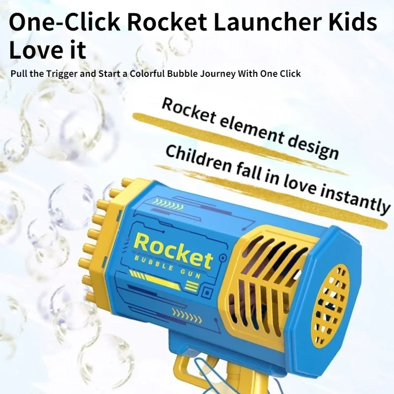 69 หลุม Bubble Gun Led ไฟฟ้า Rocket Bubbles เครื่องอัตโนมัติสบู่เด็กเกมกลางแจ้งของเล่นงานแต่งงานของเล่นเด็ก