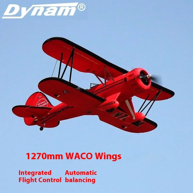 Dynam Waco Ymf-5d 1270mm Wingspan Intelligent Biplane Electric Model Remote Control Fixed Wing Aircraft Outdoor Aircraft