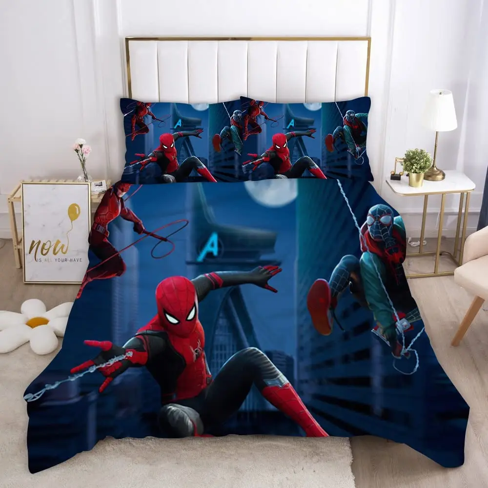 Spider Man Anime Bedding Set Duvet Cover 100% Polyester Suitable For Children And Adults 3-Piece Set 1 Quilt Cover