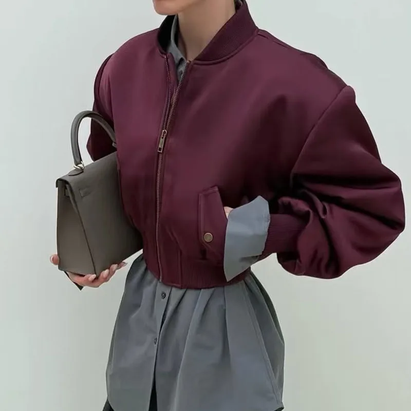 

Осень/зима 2022, короткая куртка в стиле ретро в повседневном стиле, женская бейсбольная куртка с затянутой талией и хлопковой курткой