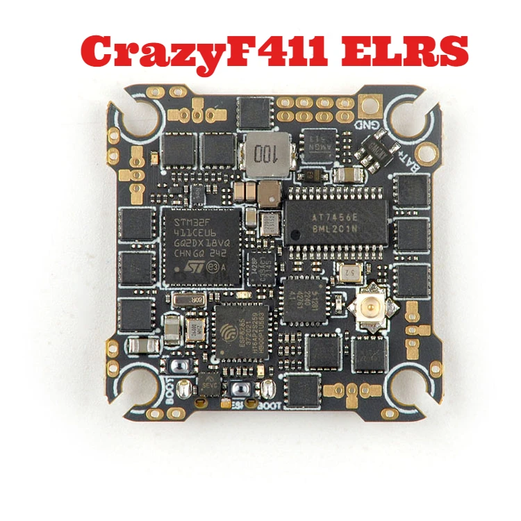 Happymodel CrazyF411 ELRS AIO 4in1 F411 Flight Controller Built-in UART 2.4G ELRS RX 20A ESC 2-4S for FPV Toothpick Drones