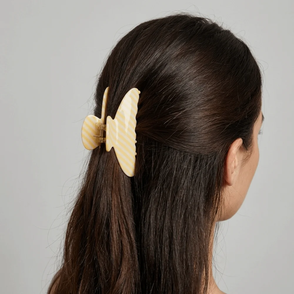 

Creative Korean Style Striped Hair Claw Headwear Large Acetate Claw Clip Geometry Crab Clip Acetic Acid Shark Clip Female
