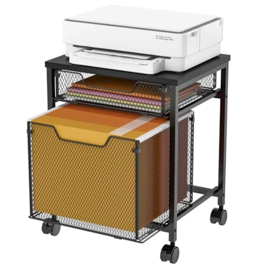 

Rolling File Cabinet Cart Printer Stand with Storage Drawer Mobile Filing Cabinet on Lockable Wheel Printer Cart with Hanging F