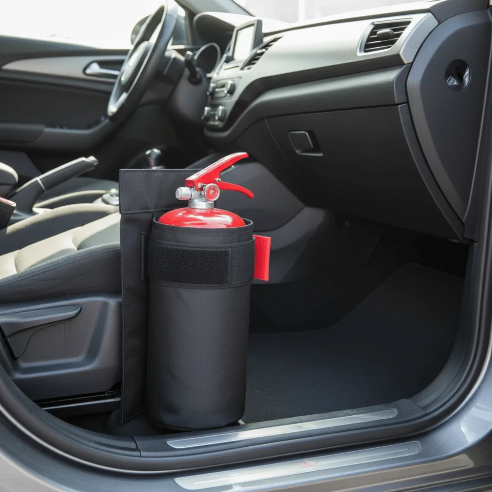 

Износостойкая сумка-органайзер для багажника, большая вместимость, крепление на спинку сиденья, сумка для автомобильного огнетушителя, безопасность в автомобиле