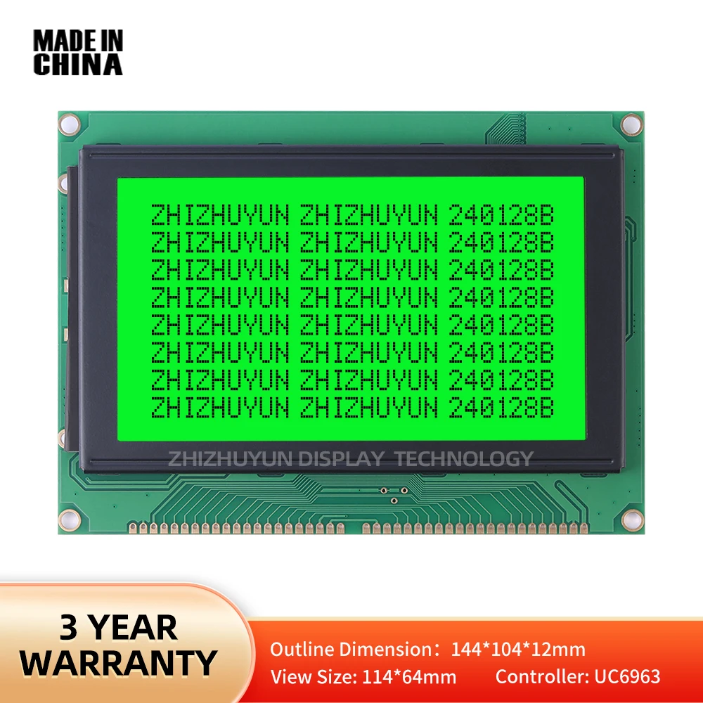 Emerald Green Light Black Characters 240128 LCD Display Module With Touch Panel Screen Plastic 144X104MM 240128B 5V