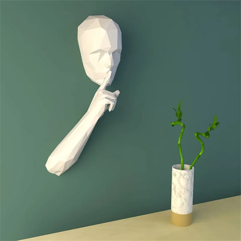 3D Paper Model Of The Silent Person For Library Cafe Wall Decoration Keep Quiet In Public Places PaperCraft Hand Made Art Toys