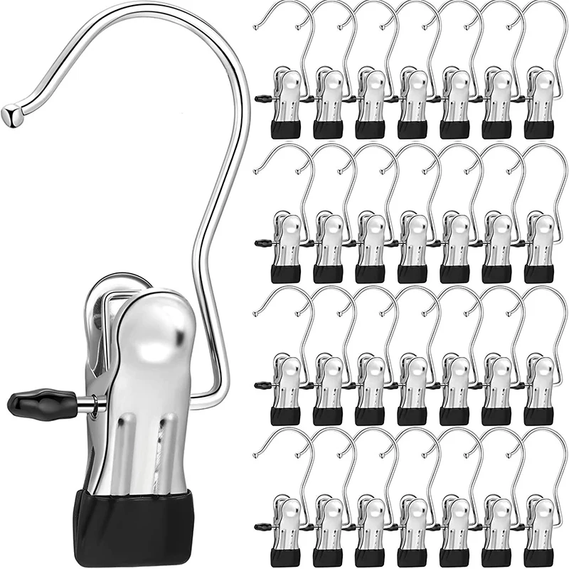 

10/20/30PCS Stainless Steel Clothespins Laundry Clothes Pegs Hook Portable Hanging Clothes Clip Pants Socks Storage Clip