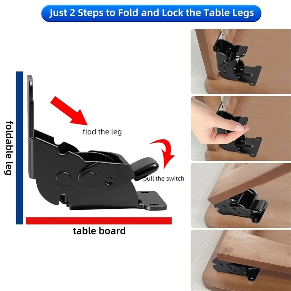 newA10R 8 Pack Folding Brackets, Heavy-Duty Self-Locking Hinges with Screws, Foldable Lock Extension Support Brackets