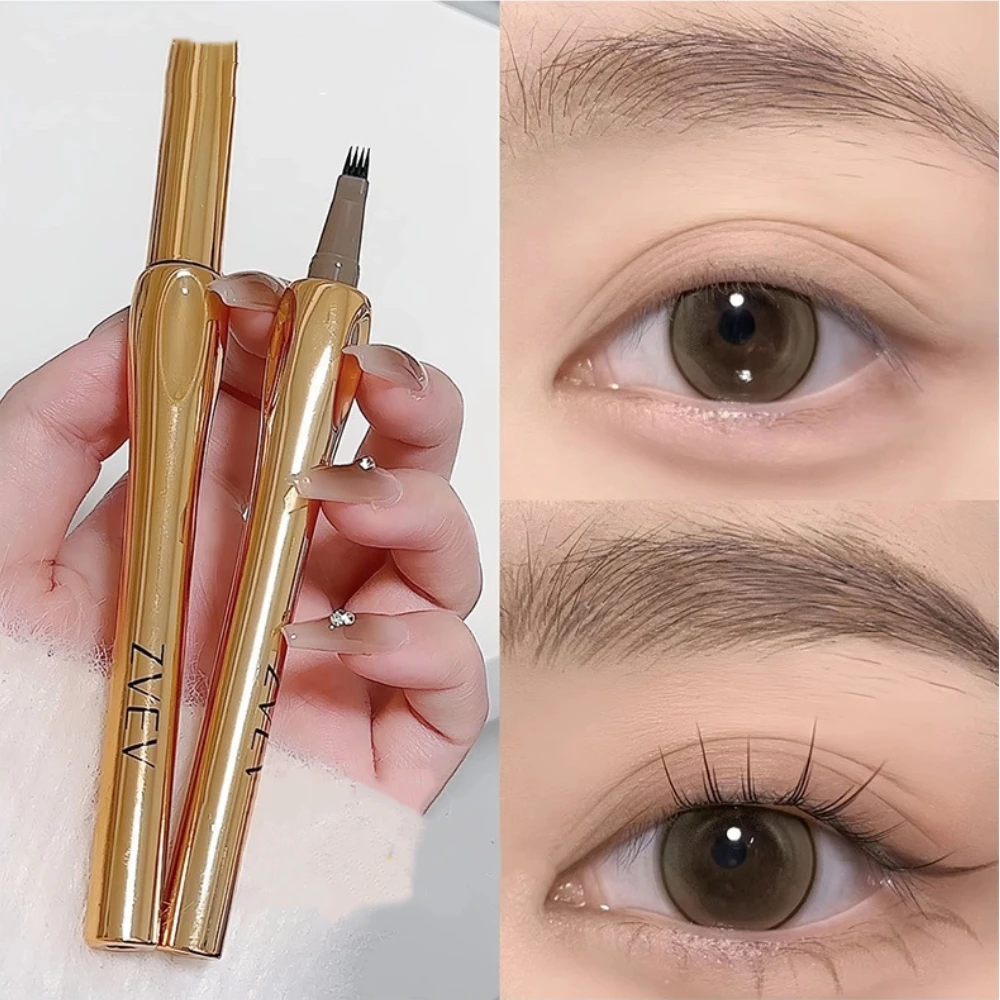 4-Punkt-Microblading-Augenbrauenstift, wasserdichter Augenbrauen-Tattoo-Pinsel, langlebiger Augenbrauenstift, Make-up, einfach anzubringender Augenbrauenstift