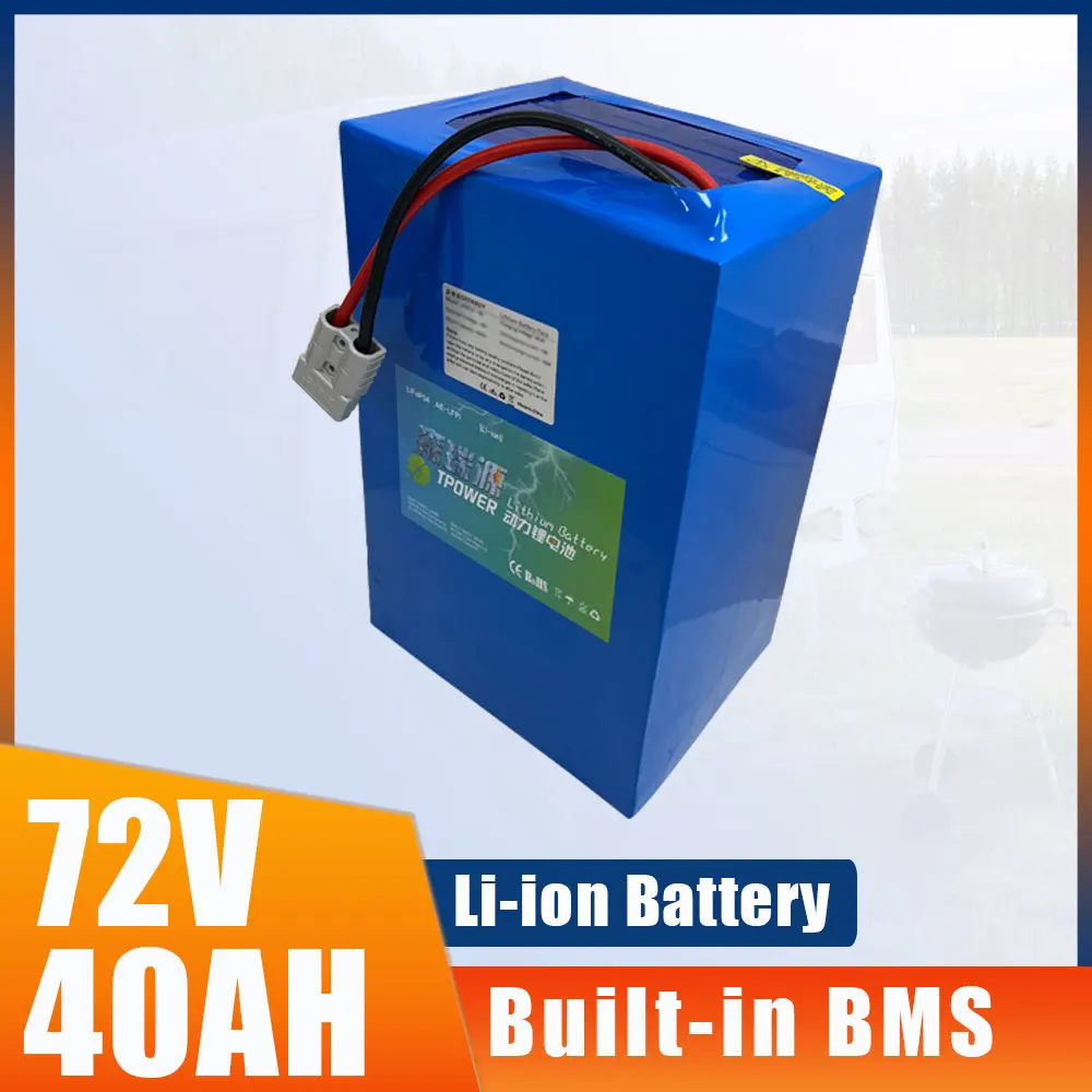 72V 40Ah Li-ion With 50A 80A BMS Lithium Polymer Battery for 3600W 5000W Inverter Tricycle Golf Cart Electric Scooter Vehicle