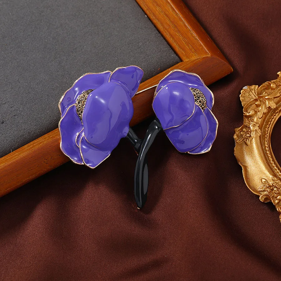 Shmik خمر الفاوانيا الزهور المينا تصميم بسيط دبابيس شارات للنساء أنيقة النبات الأوسط اكسسوارات الزفاف دبابيس