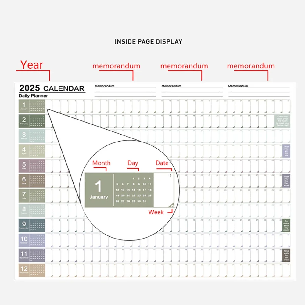 2025 Year Calendar Daily Weekly Monthly Planner Calendar To-do List Stationery Home Office School Supplies