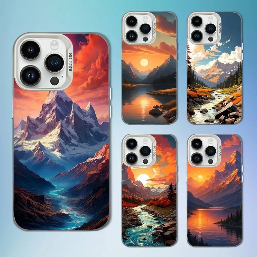 

River Art Painting Phone Case For iPhone 17,16,15,14,13,12,11,Mini,XS,Pro,SE,MAX White Matte Shockproof Cover