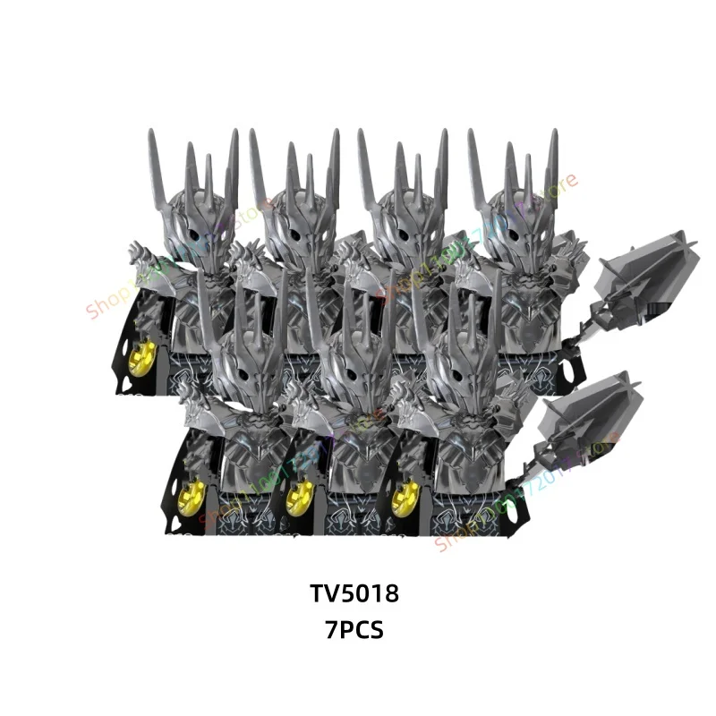 7 قطعة فيلم أنيمي TV6401 TV6402 سلسلة عمل أرقام كتل لعبة Orcs جنود حروب القرون الوسطى قوالب بناء نموذج اللعب هدية
