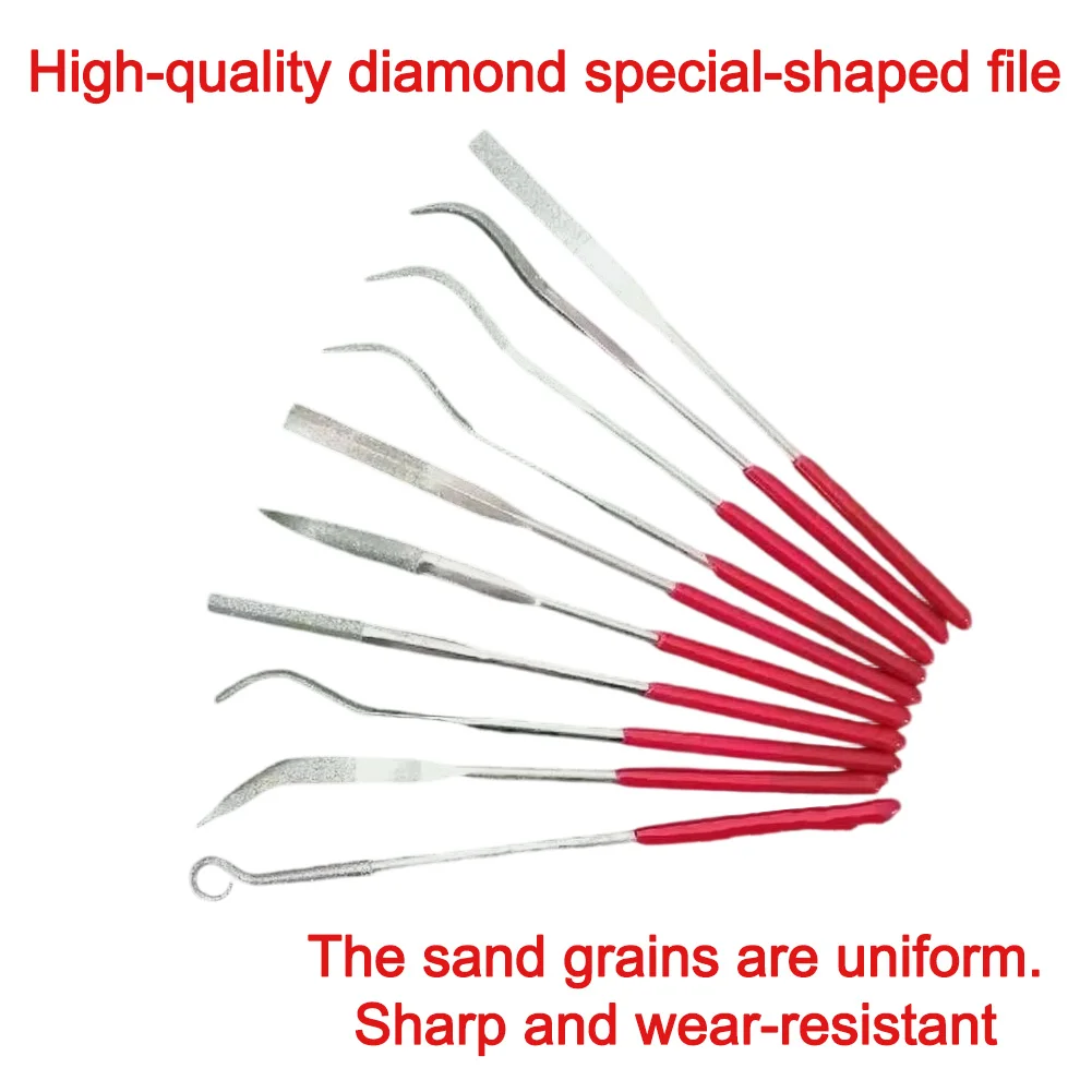 Multi Purpose 10 Piece Diamond Coated File Set with Comfortable Rubber Handles for Detailed Shaping on Various Materials