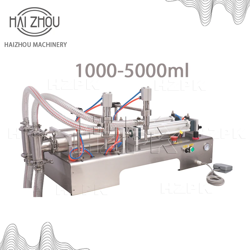 HAIZHOU 304 Stainless Steel Semi-automatic Double Head Liquid Filling Machine Capacity 1000-5000ml for Beverage G2WYD5000