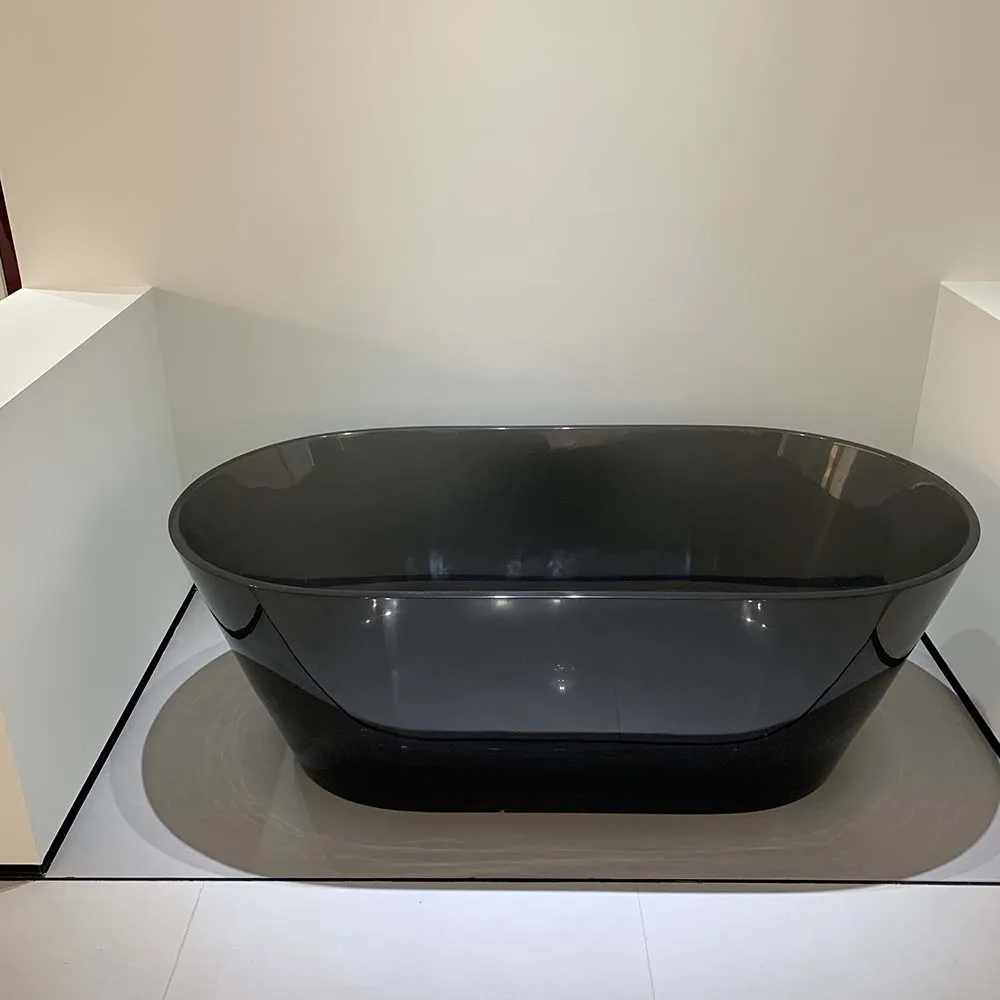 

Modern Freestanding Soaking Resin Bathtub Obsidian Color For Hotels Villas Bathroom Use