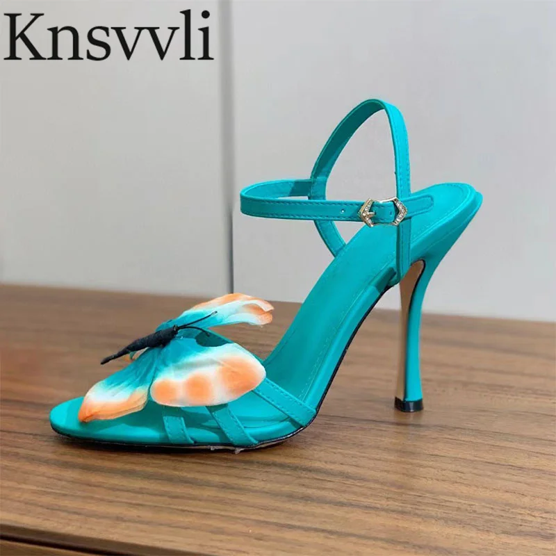 

Summer High Heels Sandals Women Butterfly Decoration Dress Party Shoes Women Sexy Back Strap Peep Toe Stiletto Sandals Woman