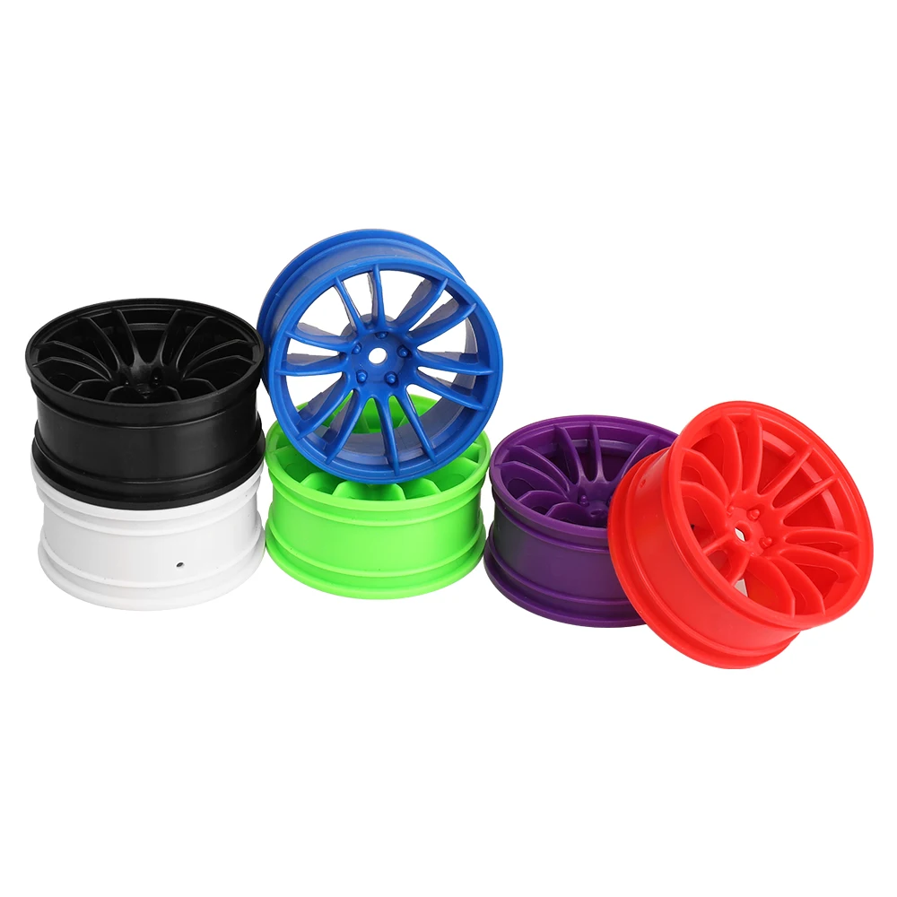 1/10 RC Touring Car Plastic Wheel Rims 12 Spoke 12mm Hex Hub Multi Color 4Pcs RC Drift Car Replacement Wheel Hubs