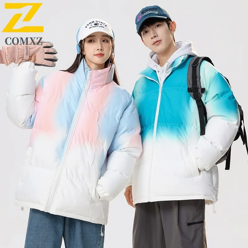 

COMXZ 2025 Новая мужская двухсекционная хлопковая куртка с капюшоном, двухцветная повседневная утолщенная водонепроницаемая теплая зимняя верхняя одежда для повседневной носки