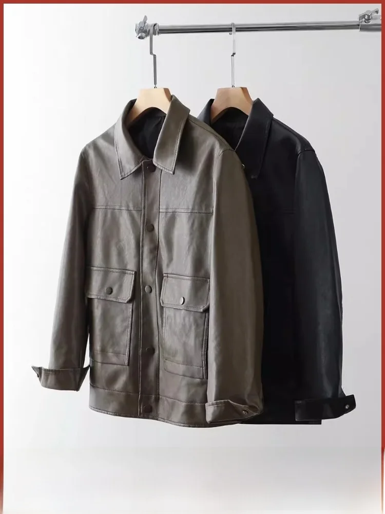 

Мягкая Sli, инновационная ультра-кожаная куртка, мужская повседневная рабочая одежда в стиле ретро в американском стиле, пальто из искусственной кожи, осеннее модное городское пальто