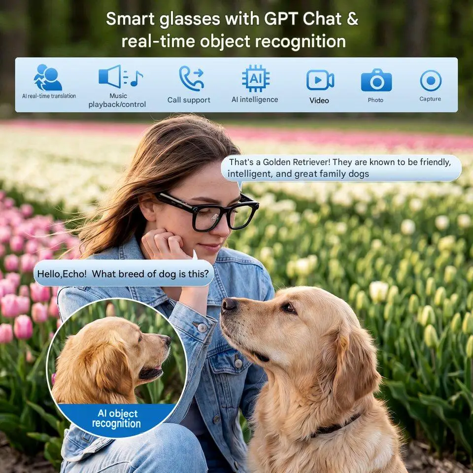AI Smart Glasses with ChatGPT Real-Time Translation 1300W Camera AI Comic Diary Generator 40g Ultra-Light Long Battery Life view 7