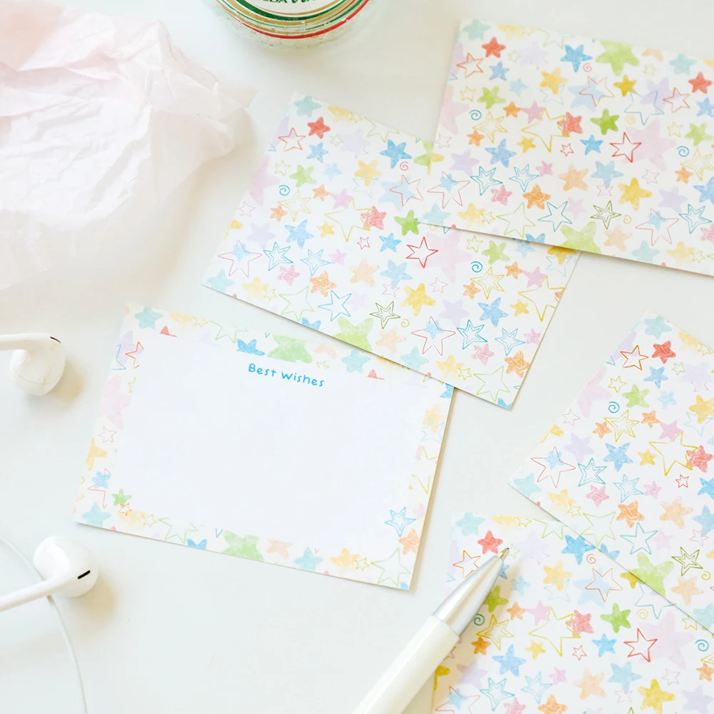 40 Sheets Candy Star Message Card Set High Beauty Cartoon Festival Gift Card Handwritten Blessing Romantic Card