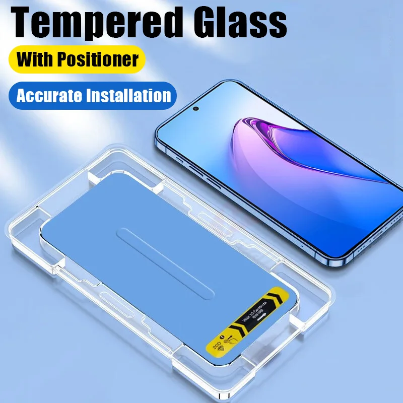 

With Mount Aids Screen Protectors for Oppo Reno 5 6 7 8 Pro Find X5 X3 X2 Lite A53S A54S A77 A9 A5 2020 Premium Tempered Glass