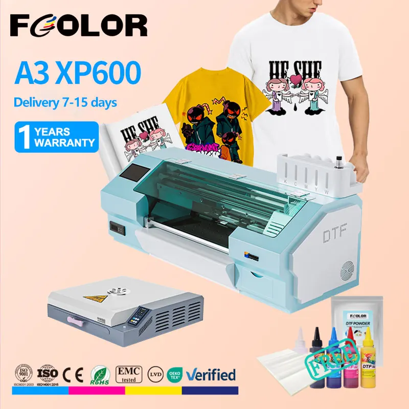 

Fcolor 13 дюймов 350 мм Принтер DTF Печатная машина для футболок Принтер A3 DTF Зеленый Принтер DTF с печью DTF
