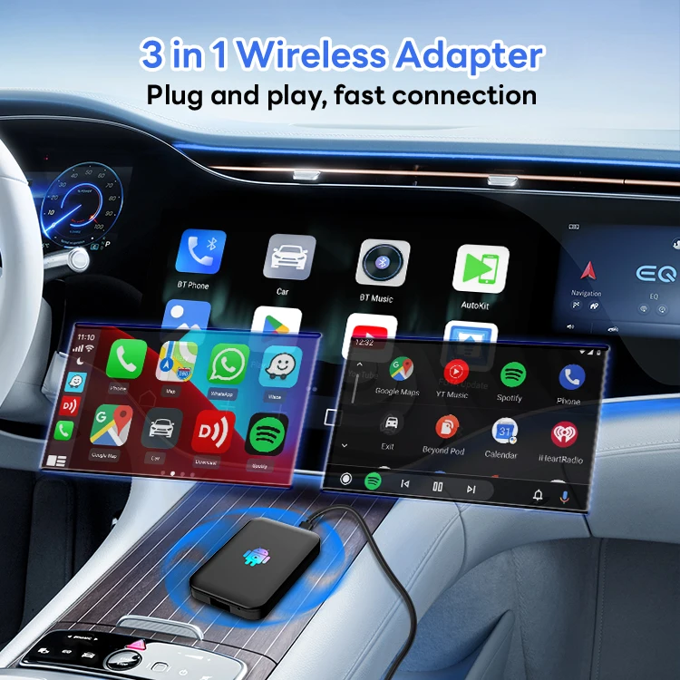 オンラインアップグレードAndroidシステム 新型CarPlayドングル AIボックスドングル 4G 32GB Carlinkit ワイヤレスCarPlayアダプター YouTube TV TikTok対応